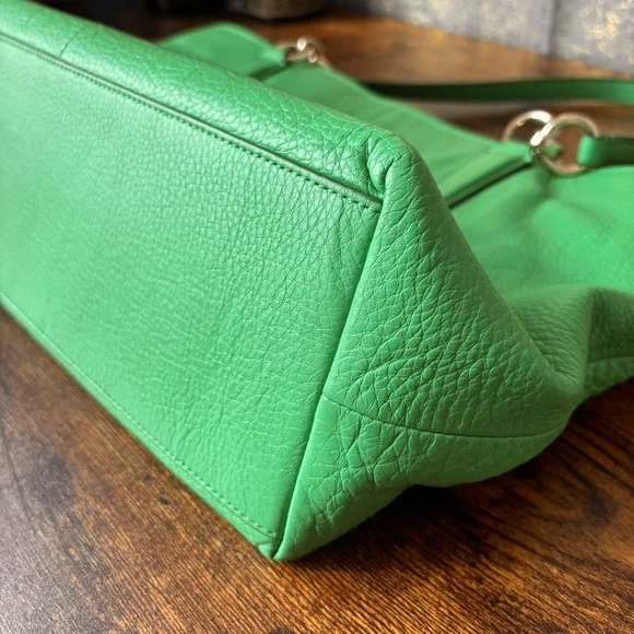 Coach Ellis Tote in Pebbled Bright Green Leather - Picture 12 of 13